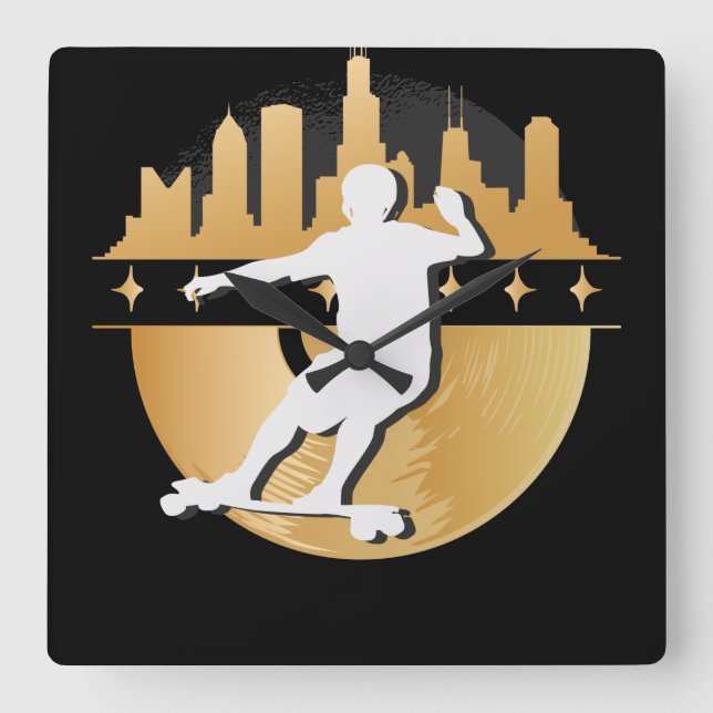 Longboard Downhill, Urban & Lifestyle Fyrkantig Klocka (Framsida)