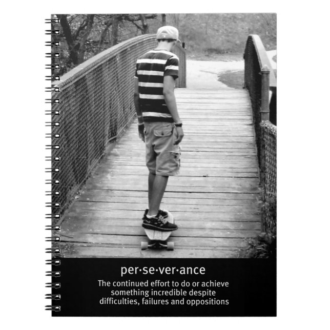 Longboard Perseverance Quote Anteckningsbok (Framsidan)