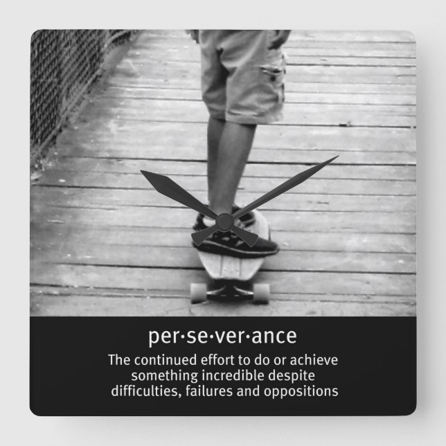 Longboard-persistens Fyrkantig Klocka (Framsida)