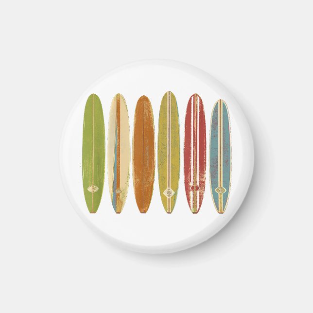 Longboard Surfbrädor Vintage Retro Stil Surfing Magnet (Framsidan)