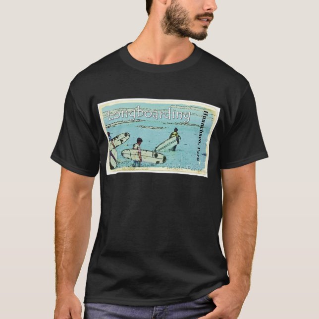 Longboarding Huanchaco Peru surfa T-shirt (Framsida)