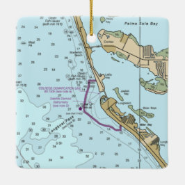 Longboat Nyckel FL Nautical Diagram Julgransprydnad Keramik