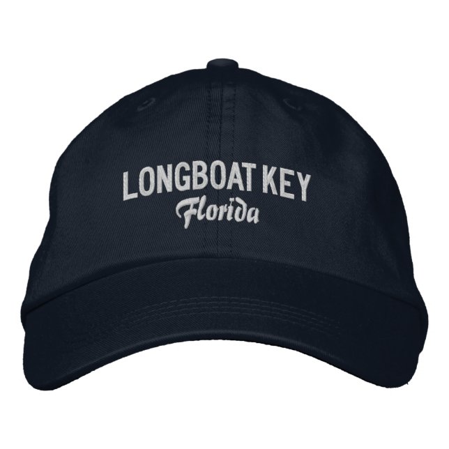 Longboat Nyckel Florida Embroired Baseball Hat Broderad Keps (Framsida)