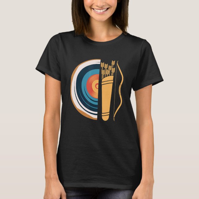 Longbow Archer Archery Target T Shirt (Framsida)
