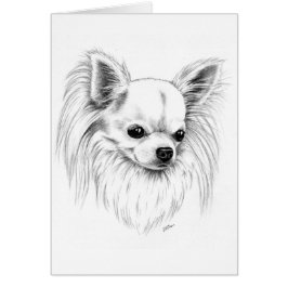 Longcoat chihuahua hälsningskort