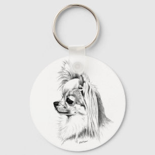 Longcoat chihuahua nyckelring