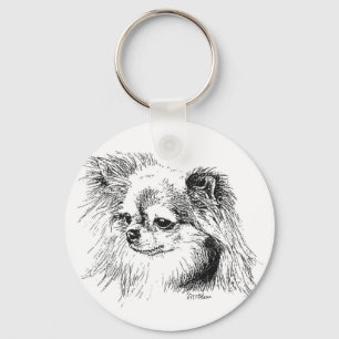Longcoat chihuahua nyckelring