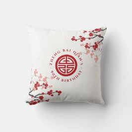 Longevity Blommars Symbol Chinese Birthday Kudde