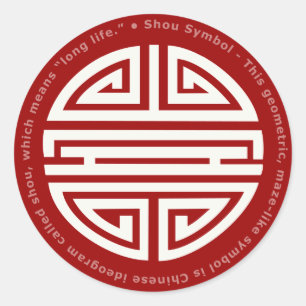 Longevity   Kinesiska tecken i Fantastisk Runt Klistermärke