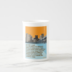 Longfellow arkitektoniskt citationstecken benporslin mugg