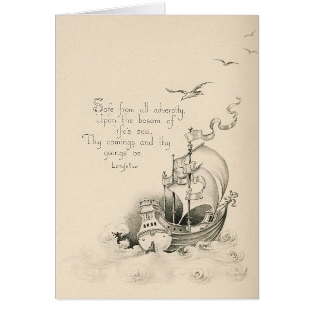 Longfellow dikt från en bok 1921 hälsningskort (Framsidan)