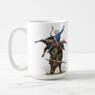 Longhorn Bull Rider Rodeo Power Sport Western Art Kaffemugg