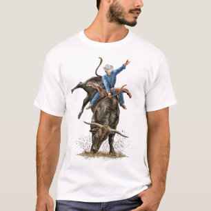 Longhorn Bull Rider Rodeo Power Sport Western Art T Shirt