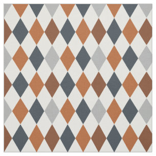 Longhorn Burnt Orange & Grått Argyle Mönster Fabri Tyg