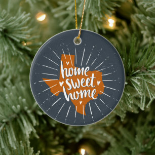 Longhorn Burnt Orange Home Sweet Home - Texas Julgransprydnad Keramik