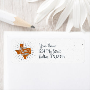 Longhorn Burnt Orange Home Sweet Home - Texas Returadress Etikett