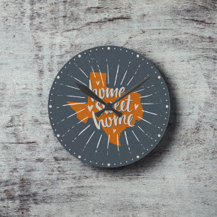 Longhorn Burnt Orange Home Sweet Home - Texas Rund Klocka