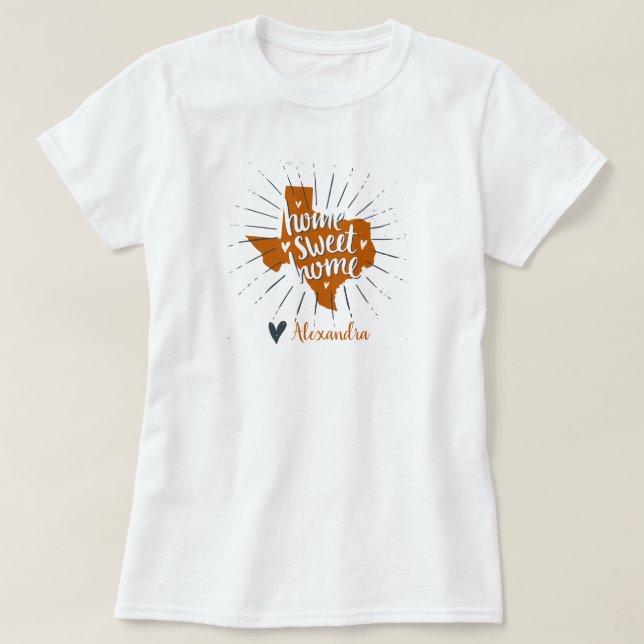 Longhorn Burnt Orange Home Sweet Home - Texas T Shirt (Design framsida)