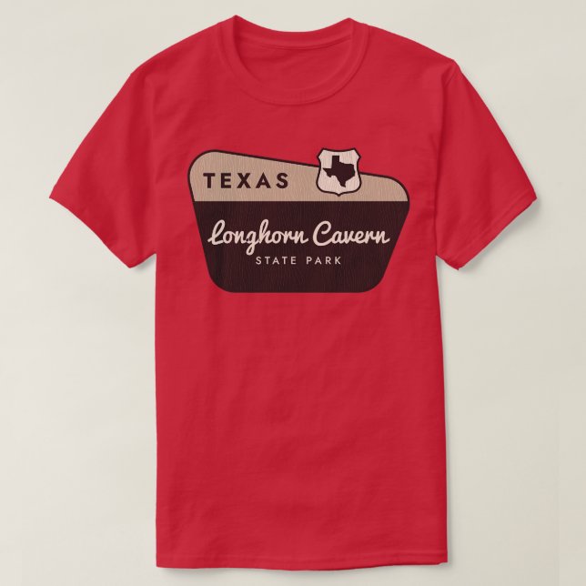 Longhorn Cavern State Park Texas Välkomsttecken T Shirt (Design framsida)
