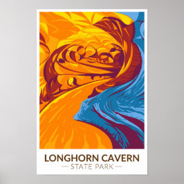 Longhorn Cavern State Park Texas Vintage Poster