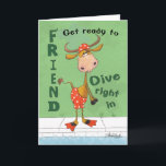 Longhorn Cow Diver Birthday för Friend Kort<br><div class="desc">Den här lustiga kon som är klädd i simma trunks, simma hatt och flippor är på väg att ta en dyv från kant i bassäng. Perfekt för Longhorn älskare, ranchers och Texans, oavsett om det är för Far, broder, farbror, kusin eller vän. Den ursprungliga designen av Christie Black av Creations...</div>