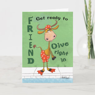 Longhorn Cow Diver Birthday för Friend Kort