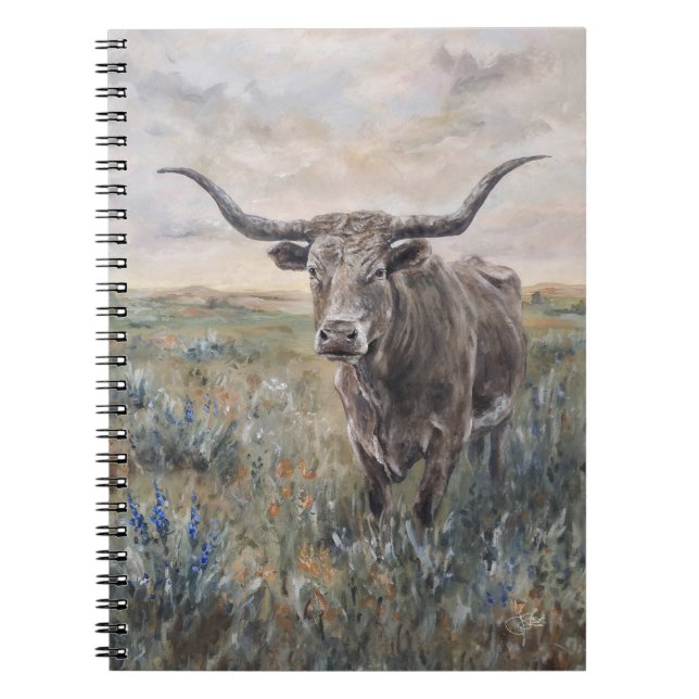 "Longhorn" handmålad Anteckningsbok (Framsidan)