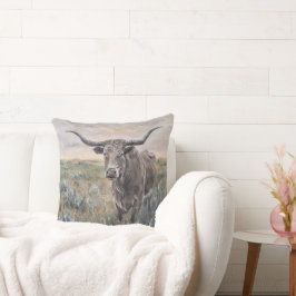 "Longhorn" Handmålad Kudde