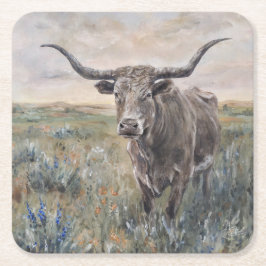 "Longhorn" Handmålad Underlägg Papper Kvadrat