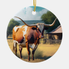 Longhorn Julgransprydnad Keramik