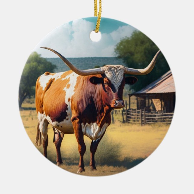 Longhorn Julgransprydnad Keramik (Framsidan)