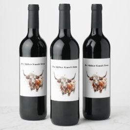 Longhorn Legacy, anpassad Vinflaska Etikett