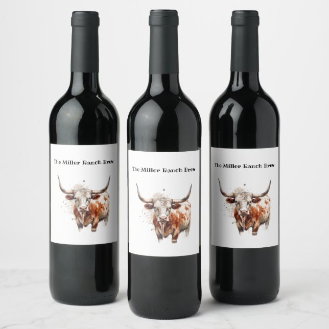 Longhorn Legacy, anpassad   Vinflaska Etikett (Flaskor)