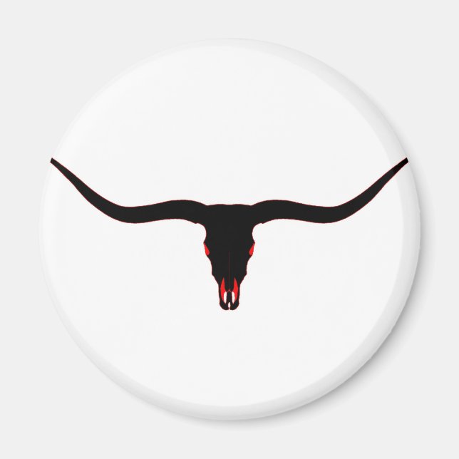 Longhorn Skull Black och Red Magnet (Framsidan)