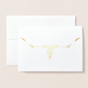 Longhorn Skull guldfärgat blankgratulationskort Folierat Kort