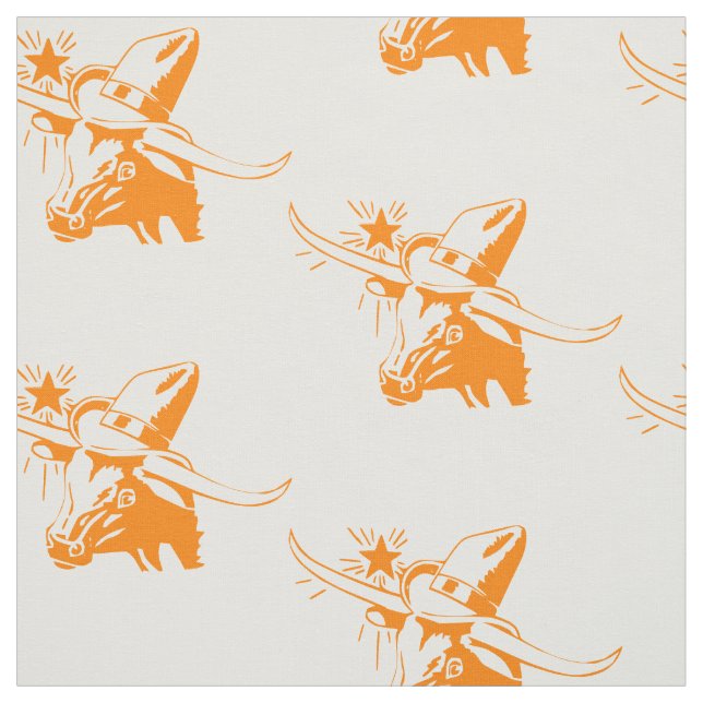 Longhorn Steer Head med Cowboy Hat I Tyg (Provkarta)
