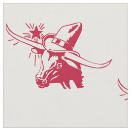 Longhorn Steer Head med Cowboy Texas Red Tyg