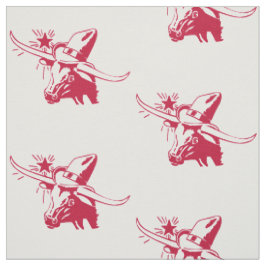 Longhorn Steer Head med Cowboy Texas Red Tyg