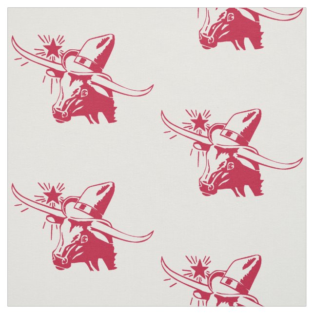 Longhorn Steer Head med Cowboy Texas Red Tyg (Provkarta)