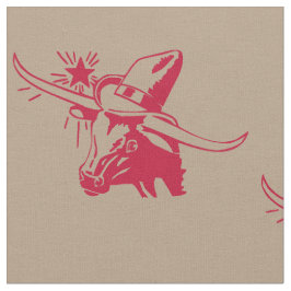 Longhorn Steer Head med Cowboy Texas Red Tyg