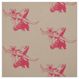 Longhorn Steer Head med Cowboy Texas Red Tyg