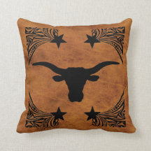 Longhorn Steer Silhouette Dekorativ kudde
