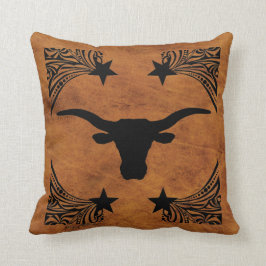 Longhorn Steer Silhouette Dekorativ kudde