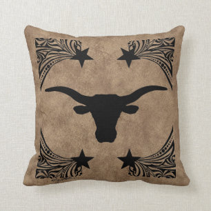 Longhorn Steer Silhouette Kudde