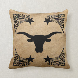 Longhorn Steer Silhouette Kudde