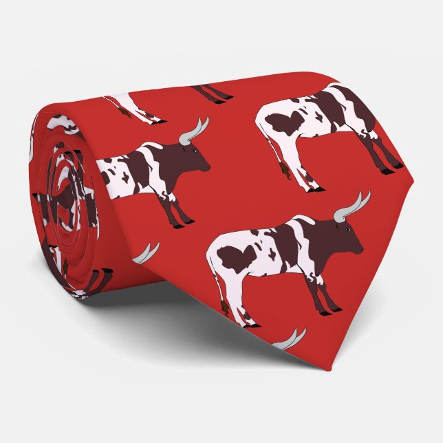 Longhorn Steer Team Mascot Football Necktie Slips (Rullad)
