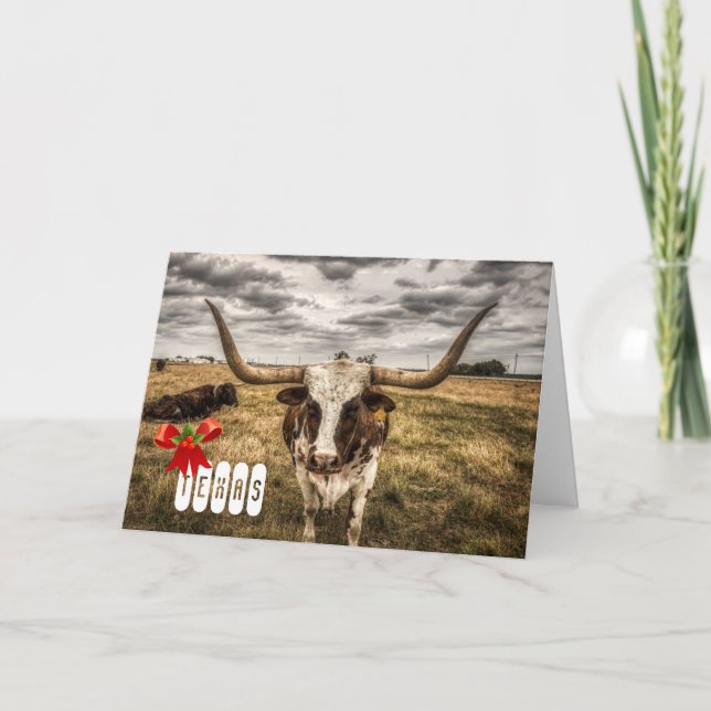 Longhorn Texas julkortshälsning Tack Kort (Framsida)