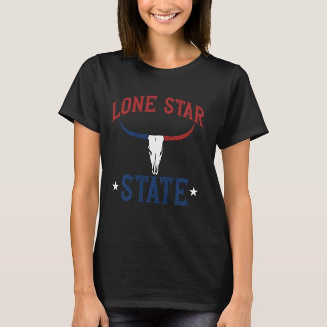 Longhorn Texas Lone Star State Texan T Shirt (Framsida)