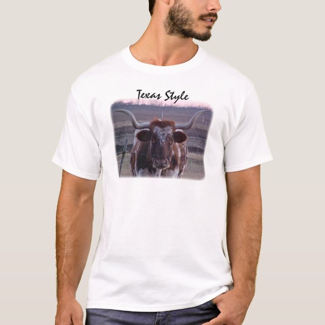 Longhorn Texas stil T Shirt (Framsida)