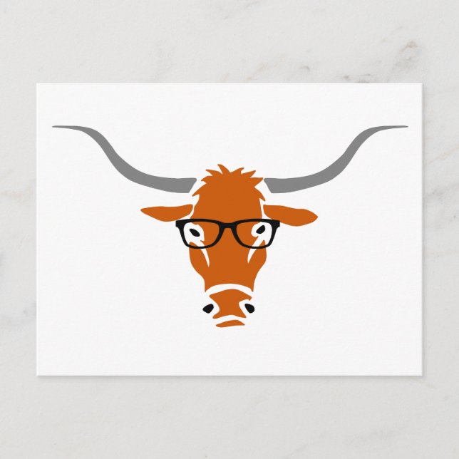Longhorn with Hipster Glasses Vykort (Framsida)